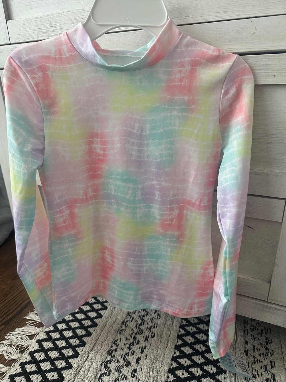 NWT Cat & Jack Girls' Pastel Tie-Dye Long Sleeve Rashguard Size 7-8